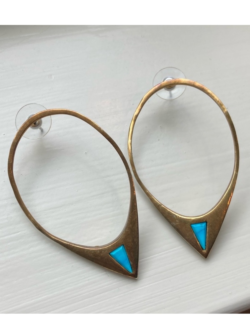 Turquoise Accent Hoop Earrings - Women Jewelry
